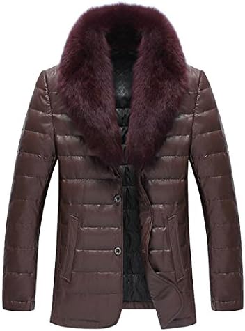 Xswsy XG Men's Luxury Faux Leather Coat Winter Warm Outwear Jacket With Faux Fur Collar 1 M