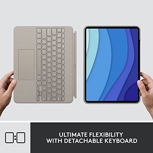 Logitech Combo Touch Detachable Backlit Keyboard Case Sand for iPad Pro