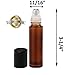 Kaith Glass Roll On Bottles With Metal Ball Best Quality [STAINLESS STEEL ROLLER] 10ml (1/3oz) Amber Glass -For Aromatherapy, Essential Oils, Perfumes and Lip Balms Set of 6