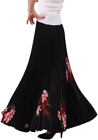 Relaxfeel Women's High Waist Ruched Formal Long Maxi Pleated Skirt