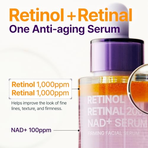 PURITO Retinol 0.1% + Retinal 0.1% Anti-Aging Facial Serum | for Wrinkles, Fine Lines & Firmer Skin | Dual Retinoids with NAD+, Improve Elasticity & Skin Texture | Korean Skincare, 30mL 1.01 fl.oz