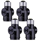 SerBion 4 Pack Black E26/E27 the US Standard Screw Light Holder Socket Adapter,E26 to E26/E27 Lamp Holder and Two Outlet Adapter, Convenient and Practical (4 Pack)