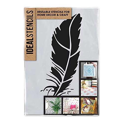 Ideal Stencils Feather Stencil | A4 Size | Reusable Plastic