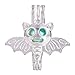 10pcs Bat Pearl Cage Bright Silver Beads Cage Locket Pendant Jewelry Making Supplies-for Oyster Pearls, Essential Oil Diffuser, Fun Gifts (Bat)