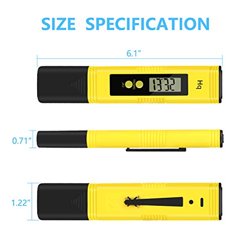 KWODE Digital PH Meter,Water Quality Tester Pen with 0-14 PH Measurement Range ATC 0.01 PH High Accuracy for Household Drinking, Pool and Aquarium Water