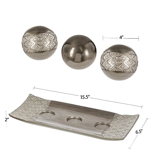 Dublin Decorative Tray and Orbs/Balls Set of 3, Centerpiece Bowl with