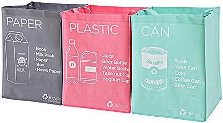 Livense Home Versatile Separate Laundry Recycling Waste Bin Bags Waterproof Baskets Compartment Set of 3