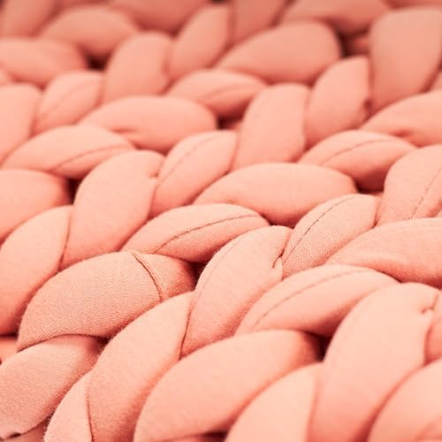 Hush Knit Weighted Blanket | 15 Lbs. – 48 x 72 Inches | Handmade | Premium Cotton Material | Chunky Knit Weave | Soft Washable Fabric | Engineered in Canada