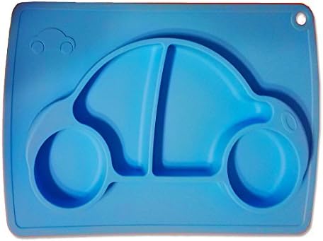 SALE! Pursentials Placemat Baby and Kid-friendly Silicone Blue Car Design Makes Mealtime Fun Fits Most Highchair Trays, Suctions to Surface Nonslip Dishwasher Freezer-safe Conforms to FDA BPA-free