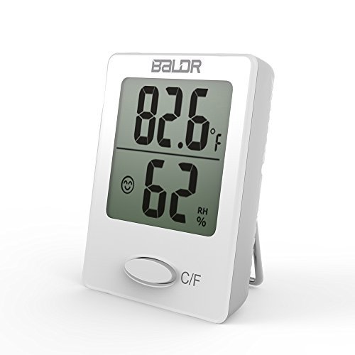 BALDR Mini Digital Portable Versatile Thermometer Hygrometer monitor temperature gauge Humidity with Standing wall Hanging magnet babyroom greenhouse,White