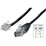 RJ45 to RJ11 Black 12' Foot Black Cable