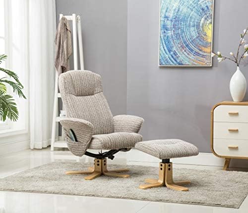 The Monaco Swivel Recliner Chair with Heat & Massage Function - Wheat Fabric