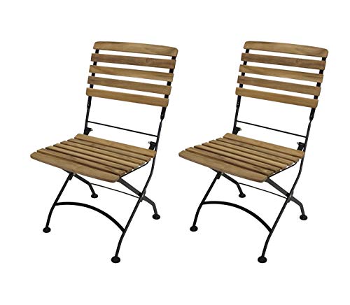 GXK Gartengarnitur Bistrogarnitur Gartenmöbel Garnitur 3-teilig Teak Metall – Bild 3