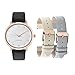 WRISTOLOGY Olivia Womens Rose Gold Crystal Boyfriend Watch Set 3 Straps Grey, Black Beige Leather Bands