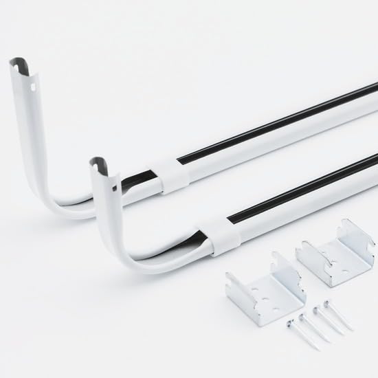 Photo 1 of Yafa Home Fashion Durable Double Standard White Adjustable Curtain Rod Hardware Included (White, 48"-84")