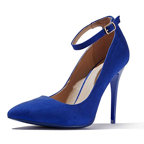 DailyShoes Heel Shoes for Women Classic Ankle Strap Stiletto Pointed Toe  Pumps High Low Heels Closed Mid Fashi