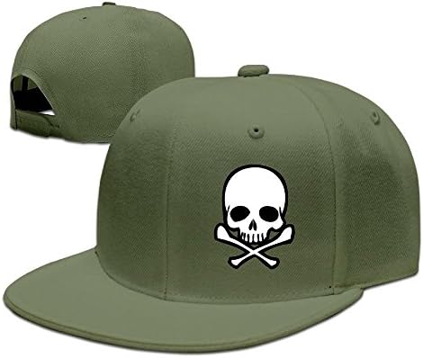 Co Ootdiy Unisex Head Skull with Crossbone Flat Bill Baseball Cap Hat White Black