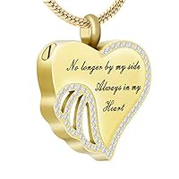 HengQiao Beauty Always in My Heart Cremation Jewelry - No Longer by My Side Always in My Heart Crystal Urn Pendant Memorial Keepsake for Women/Pet