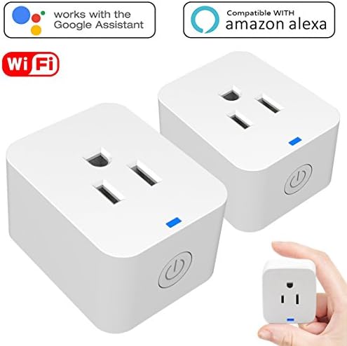 WiFi Smart Plug, Mini Wireless Smart Outlet, Compatible with Amazon Alexa &amp; Google Assistant, No Hub Required Smart Socket, Timing Function, Remote Control Your Devices Anywhere, 2 Pack