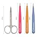 Soobest Eyebrow Tweezers Set and Scissors with Leather Carry Case, 4 Pcs Stainless Steel Eyebrow Tweezer Kit with Brow Trimmer Scissors, Precision Slant Tweezers