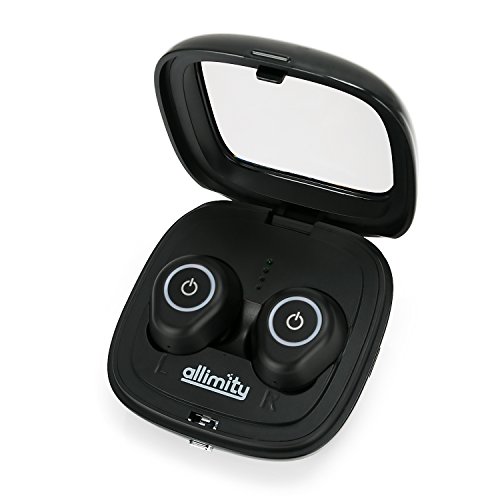 ALLIMITY True Wireless Headphones with Portable Charging Case Bluetooth 4.2 Hifi Stereo Earphones with Mic for iPhone Samsung Sony Android Smartphone Noise Canceling Cordless Stereo Sports Earbuds