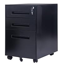 Merax Classic Metal Mobile File Cabinet, Fully Assembled Except for 5 Casters, Black