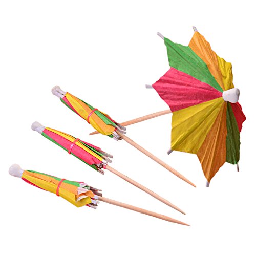 FancyWolf 144 Pcs Cocktail Parasol Picks Colorful Paper Umbrellas Cupcake Toppers Picks