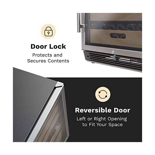 hOmeLabs-43-Bottles-High-End-Wine-Cooler-Free-Standing-Dual-Zone-Mini-Fridge-and-Chiller-for-Wines-with-Temperature-Control-Panel-Stainless-Steel-Reversible-Door-Swing-and-Removable-Wood-Shelves