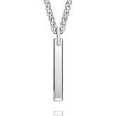 Rockyu Men's Bar Necklace Tungsten Mirror Finish Cuboid Pendant Hypoallergenic Y-Shape Accessories Christmas Gift