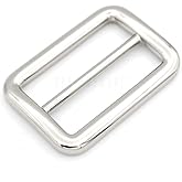 CRAFTMEMORE 6pcs Metal Slide Buckle Bag Belt Strap Keeper Slider Triglide Strap Adjuster Purse Making Accessories SCSL (1 1/2 Inches, Silver)