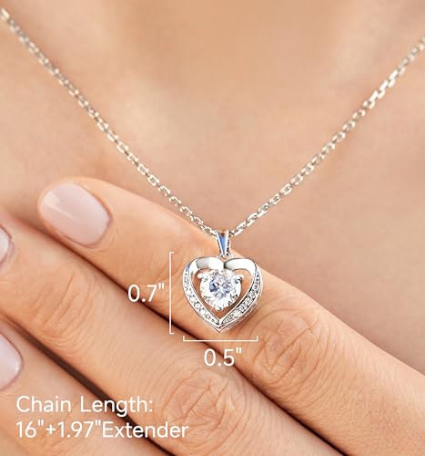 MomentWish Women's Heart Necklace, 0.5/1/2 Carat Moissanite Diamond Pendant Rose Gold 925 Sterling Silver Hypoallergenic Jewelry Gift for Wife Mom Girlfriend