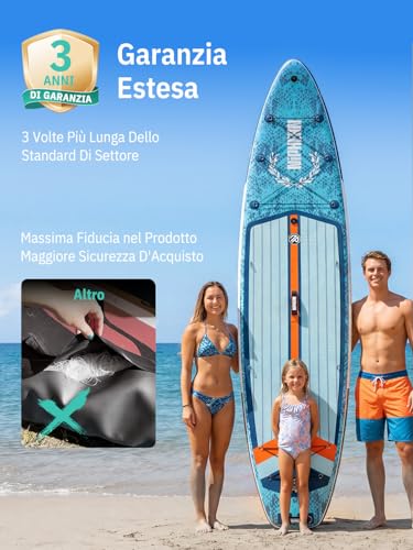Niphean (Extra Large) Inflatable SUP Board for 2+1 People/Family, Stand Up Paddle Board with (Easy for Beginners) StabilTrac Fin, Waterproof Case, Inflatable SUP Adults, Gift Ideas