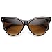 zeroUV - Oversize Vintage Mod Womens Fashion Cat Eye Sunglasses 59mm (Brown)