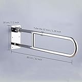 CERCHIO Toilet Grab Bars Handicap Rails Flip-Up Bathroom Grab Bar Stainless Steel Safety Handrail Support U-Shaped Shower Assist for Elderly Disabled 30 Inch