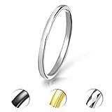 Three Keys 2mm Tungsten Wedding Ring for Women Classic Wedding Band Engagement Ring Silver Black Gold