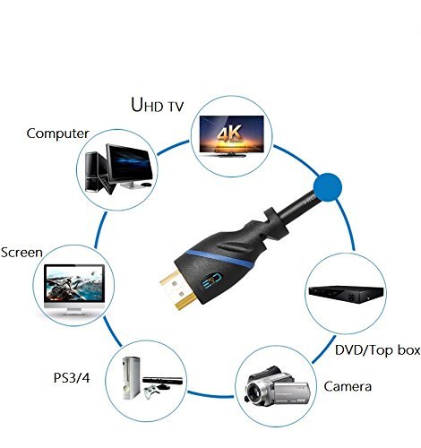20 FT (6 M) High Speed HDMI Cable Male to Male with Ethernet Black (20 Feet/6 Meters) Supports 4K 30Hz, 3D, 1080p and Audio Return CNE514215
