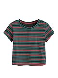 SweatyRocks Womens Tie Dye Letter Print Crop Top T Shirt,Striped  1,Medium =S