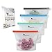Eqowoox Reusable Silicone Food Bag - 2 Large & 2 Small, BPA Free, Dishwasher Safe, Leak Proof, Ideal for Sandwich, Lunch, Sous Vide, Snack, Fruit, Freezer - Airtight Ziplock Storage Bags