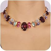 fxmimior Fashion Prom Shinny Full Rhinestones Gold Silver Red Blue Choker Necklace Dainty Layered Sexy Purple Body Chain Choker Necklace Dainty Halloween Christmas Necklace Jewelry Gift for Women