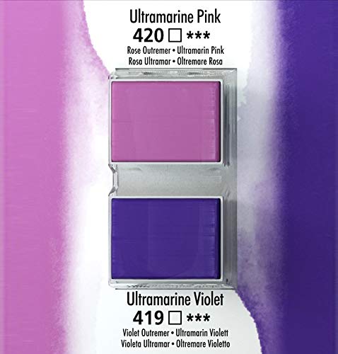 Daler-Rowney Aquafine Watercolour Paint, Blister Pack, Half Pan - Half Pan, Ultramarine Pink and Ultramarine Violet, 2 Pack - Image 3