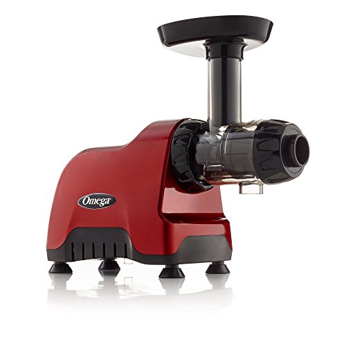 Omega Juicers CNC80R Compact Slow Speed Multi-Purpose Nutrition Center Juicer with Quiet Motor Creates Continuous Fresh Healthy Fruit and Vegetable Juice at 80 RPM, 200-Watts, Red