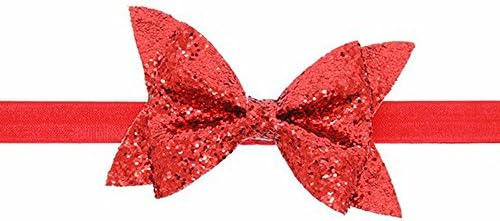 Ike Chimbandi Elastic Hair Bands Bows Baby Flower Headband Girls Bow Hair Accessories (Polyester Red)