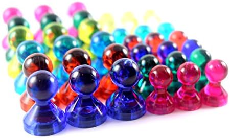 Powerful Push Pin Magnets with Safety Design - 42 pcs Assorted Sizes and Colors for use as Magnets on Whiteboard, Office, Calendar, Refrigerator, Maps, Dry Erase Boards - Premium Acrylic Materia