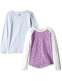 LOOK by crewcuts Camiseta de manga larga estampada   sólida, 2 piezas, para niñas