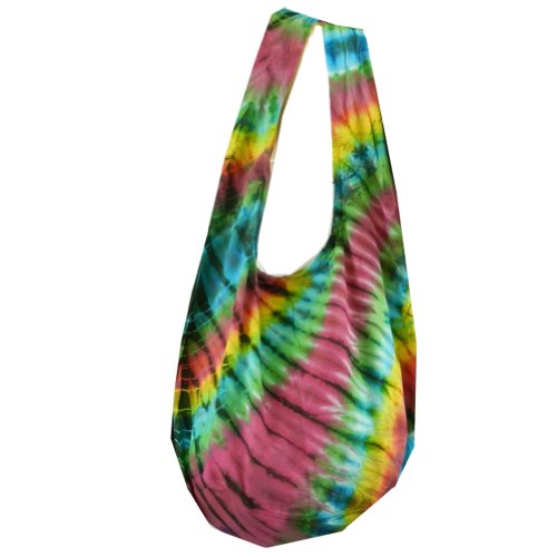 BTP! Tie Dye Sling Crossbody Shoulder Bag Purse Cotton Bohemian - Rainbow VF13