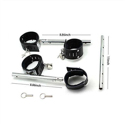 SCARLET KITTEN Metal Spreader Bar with 4 Leather Adjustable Straps, Silver