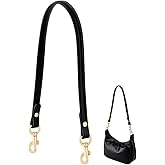 PH PandaHall 25" Genuine Leather Bag Strap, 1" Wide, Cowhide Bags Strap Replacement Purse Strap Handbag Strap for Women Men DIY Shoulder Bag Handbag, Golden Hardware, Black