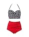 HDE Womens Retro Bikini High Waist Vintage Style Swimsuit 50s Pinup Bathing Suit (Black & Red, L)