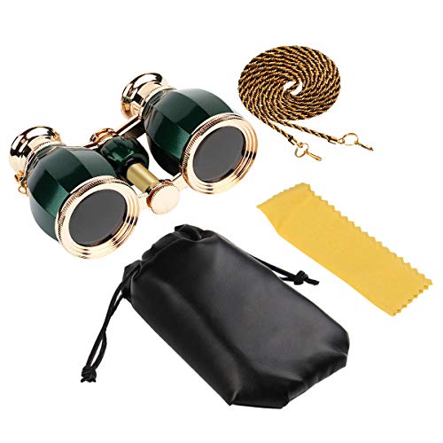 ESAKO Opera Glasses for Women Adults 4x30mm Compact Binoculars for Theater Concert with Removable Chain Green