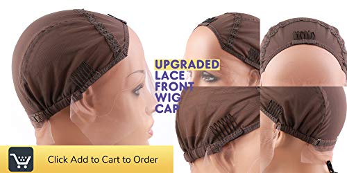 [Upgraded] Bella Hair Breathable Lace Front Wig Cap with Adjustable Straps and Combs for Black Women Sewing Wigs, Dark Brown Medium Size - Thumbnail 6